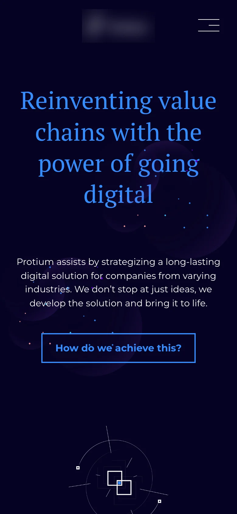 A real company home page on a phone, analysed by Nitido. Everything goes out of focus except one paragraph, whose body text measures 14.3 px against a 16 px minimum.
